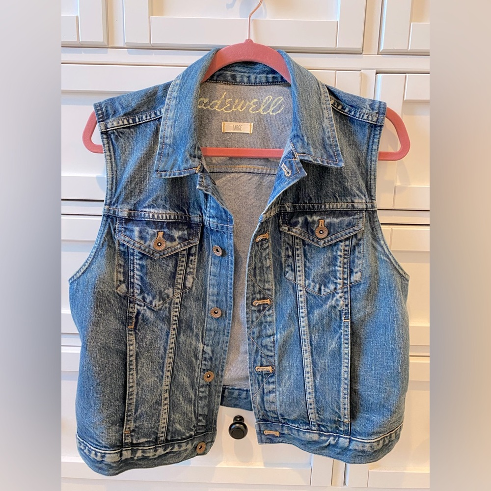 MADEWELL denim vest - dark wash - size LARGE